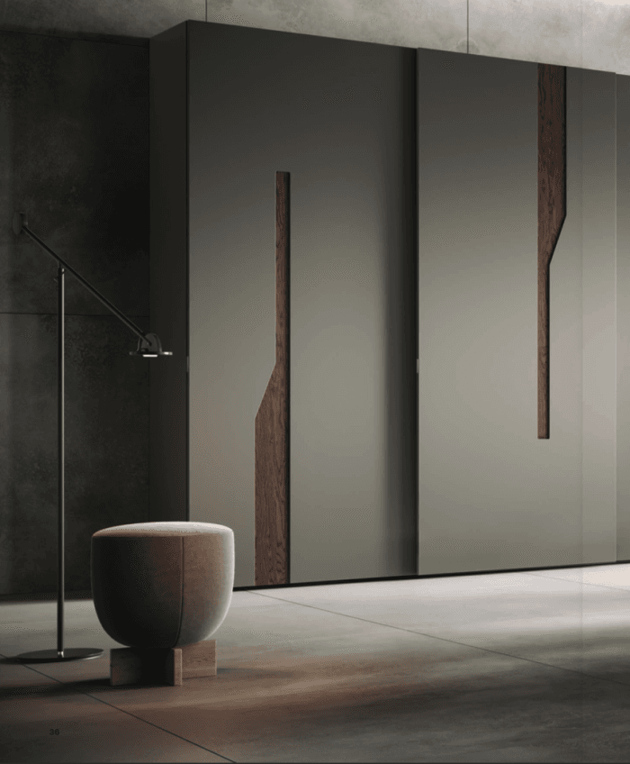Armadio scorrevole antracite e legno design — NottiAmo Piacenza